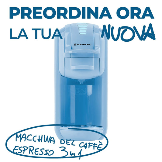 PYRAMIDEA Macchina per Caffè  3 in 1 Nespresso Dolcegusto e Cialde Bevande Fredde da 0,6L Azzurro ICP311LBPLUS